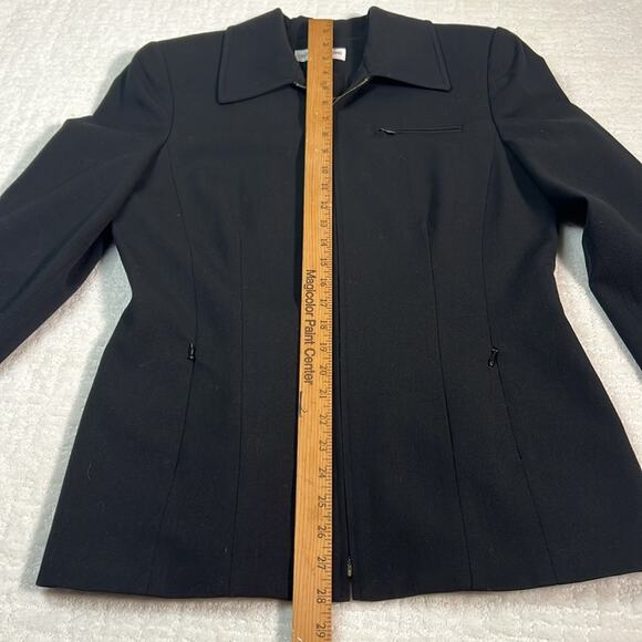 Vintage Gruppo Americano black wool blend black zip up collared fitted blazer 10 - Picture 8 of 12